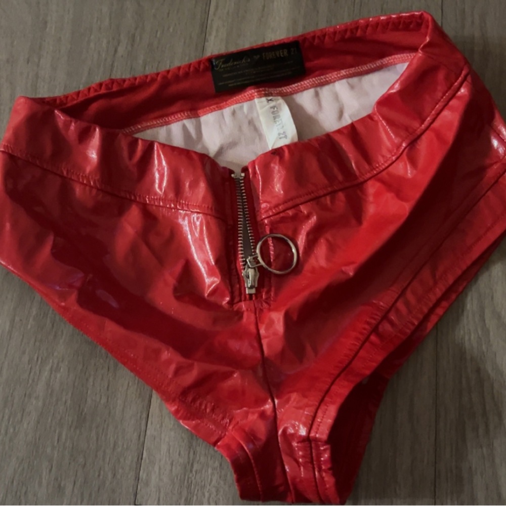 Red Leather Shorts
